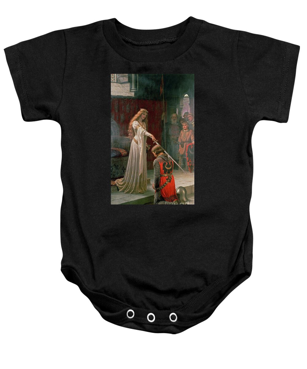 The Baby Onesie featuring the painting The Accolade by Edmund Blair Leighton