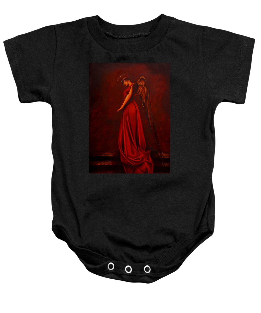 Giorgio Baby Onesie featuring the painting The Angel Of Love by Giorgio Tuscani