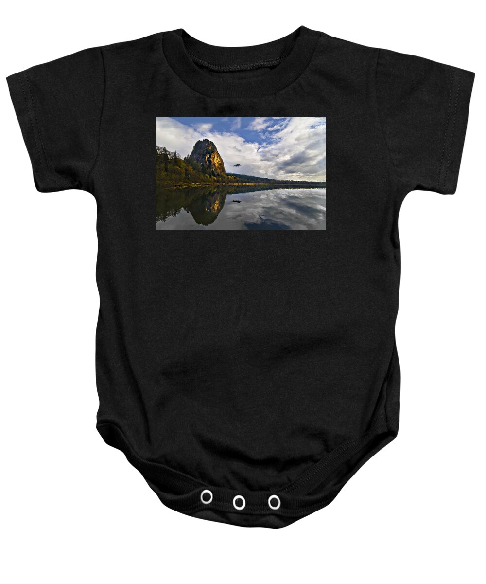 River Baby Onesie featuring the photograph The Beacon by John Christopher