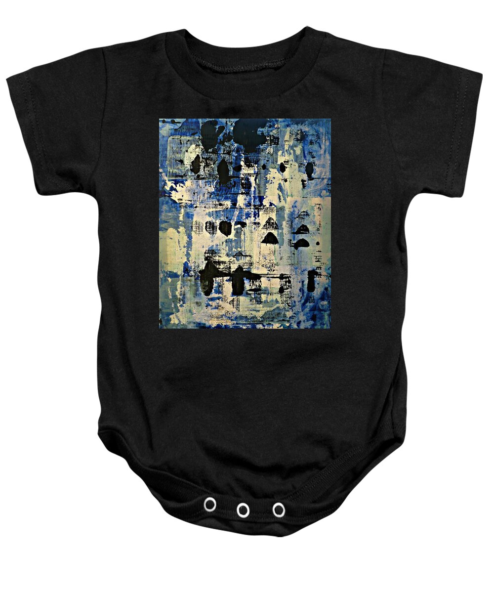 Black And Blue Baby Onesie featuring the painting The Blues Abstract by 'REA' Gallery