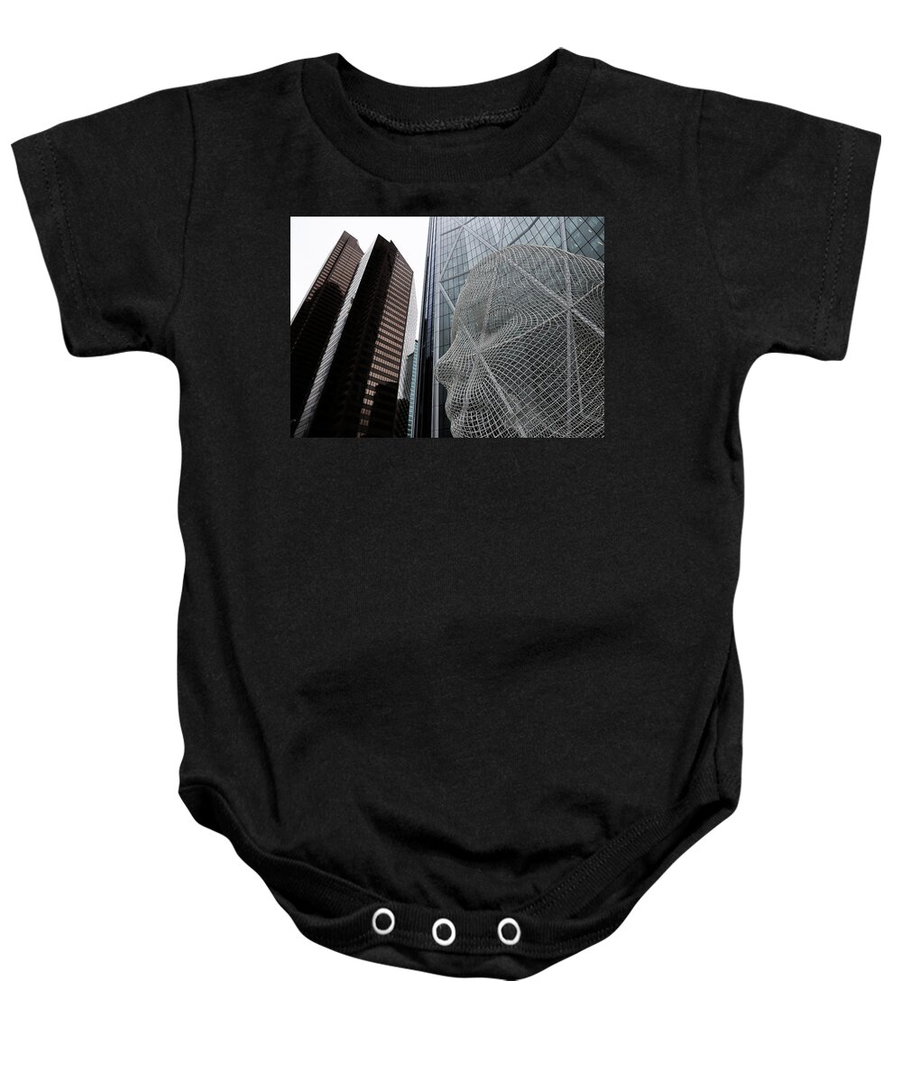 Street Photography Baby Onesie featuring the pyrography The City Sees by J C