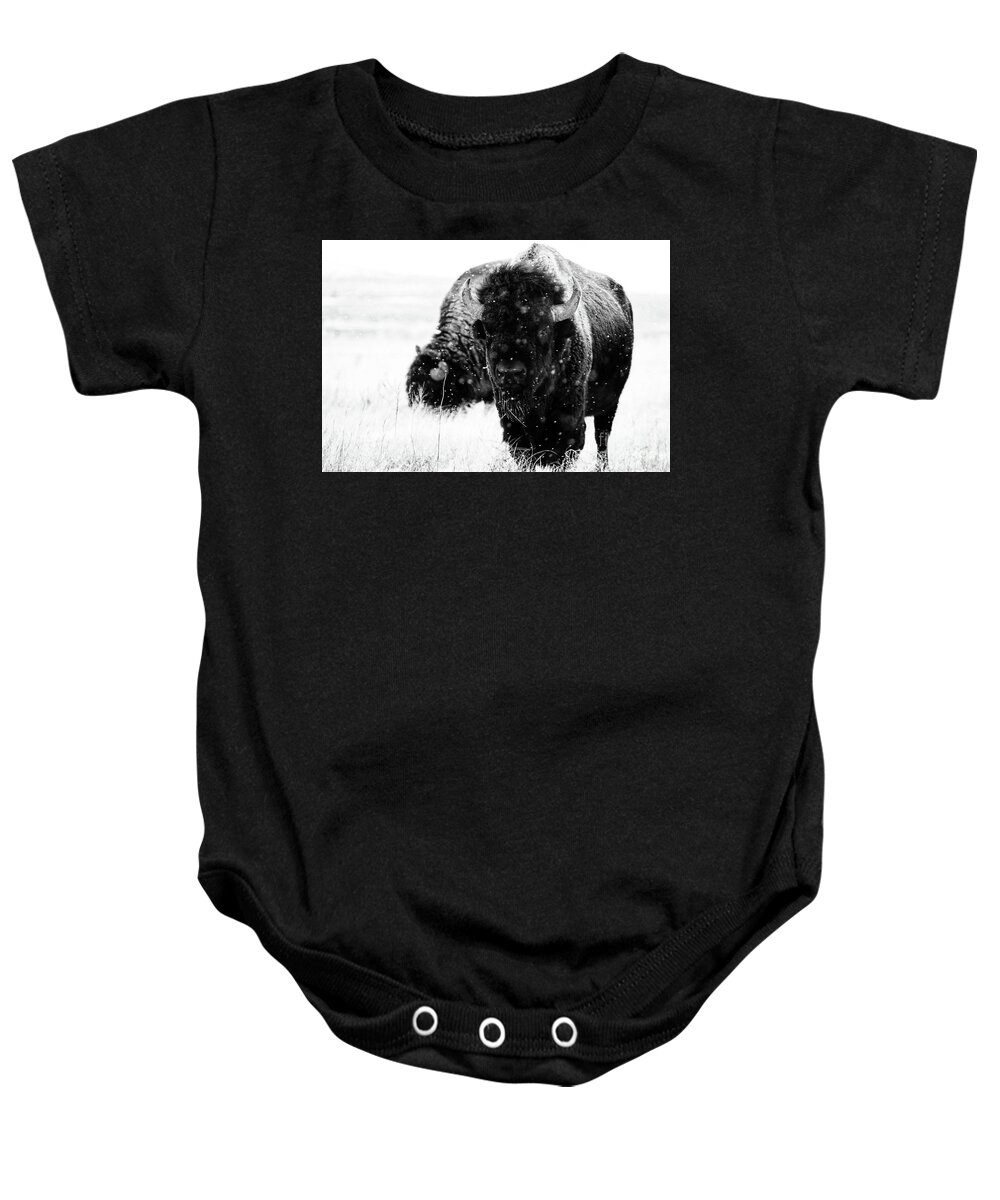 Buffalo Baby Onesie featuring the photograph The Cold Brotherhood by Jim Garrison