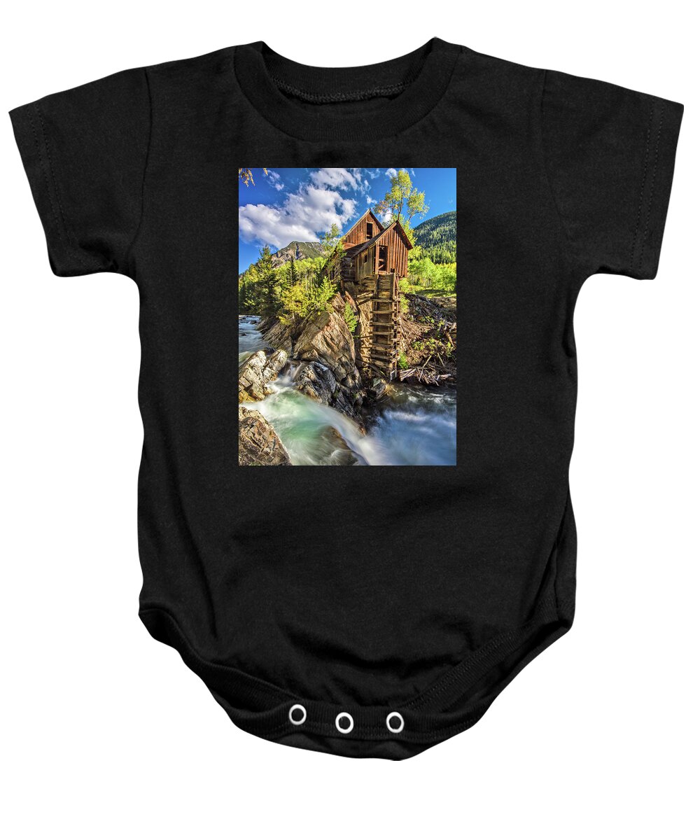Crystal Mill Baby Onesie featuring the photograph The Crystal Mill by Wesley Aston