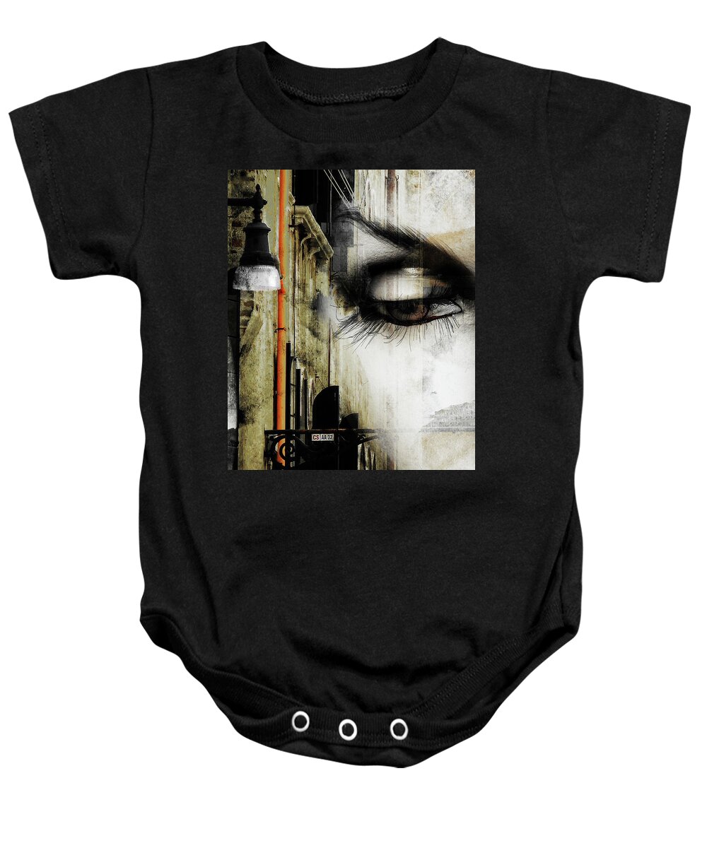 Eye Baby Onesie featuring the photograph The eye and the street light by Gabi Hampe