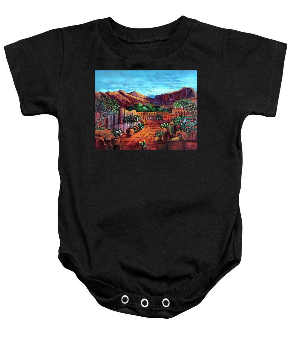 Mexico Baby Onesie featuring the painting The Heart of Old Mexico by Rand Burns