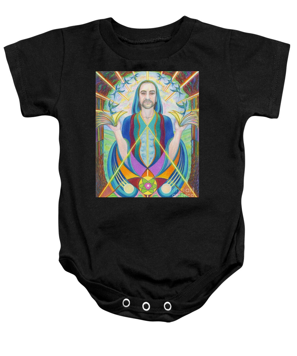Spiritual Baby Onesie featuring the drawing The Illumination by Debra Hitchcock