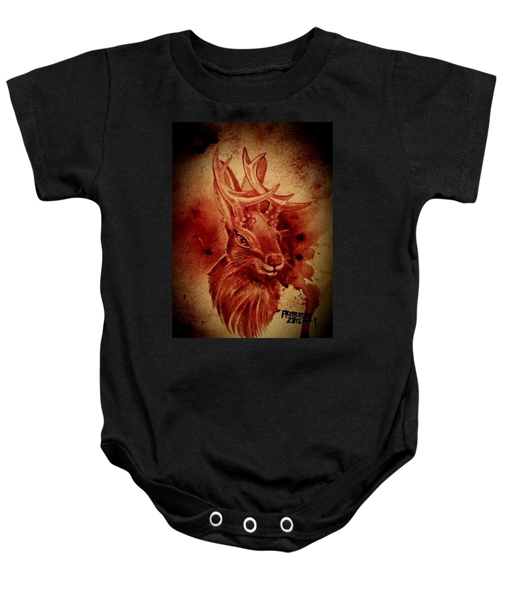 Jackalope Baby Onesie featuring the painting The Jackalope by Ryan Almighty