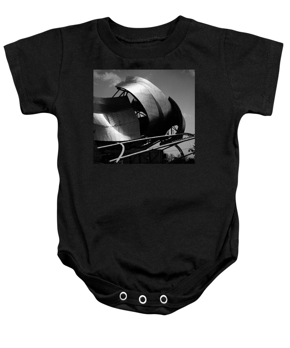 Structure Baby Onesie featuring the photograph The Jay Pritzker Pavilion by Ester McGuire