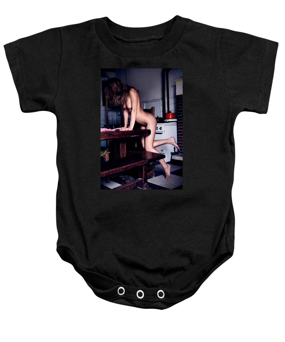 Sensual Baby Onesie featuring the photograph The Kitchen by Olivier De Rycke