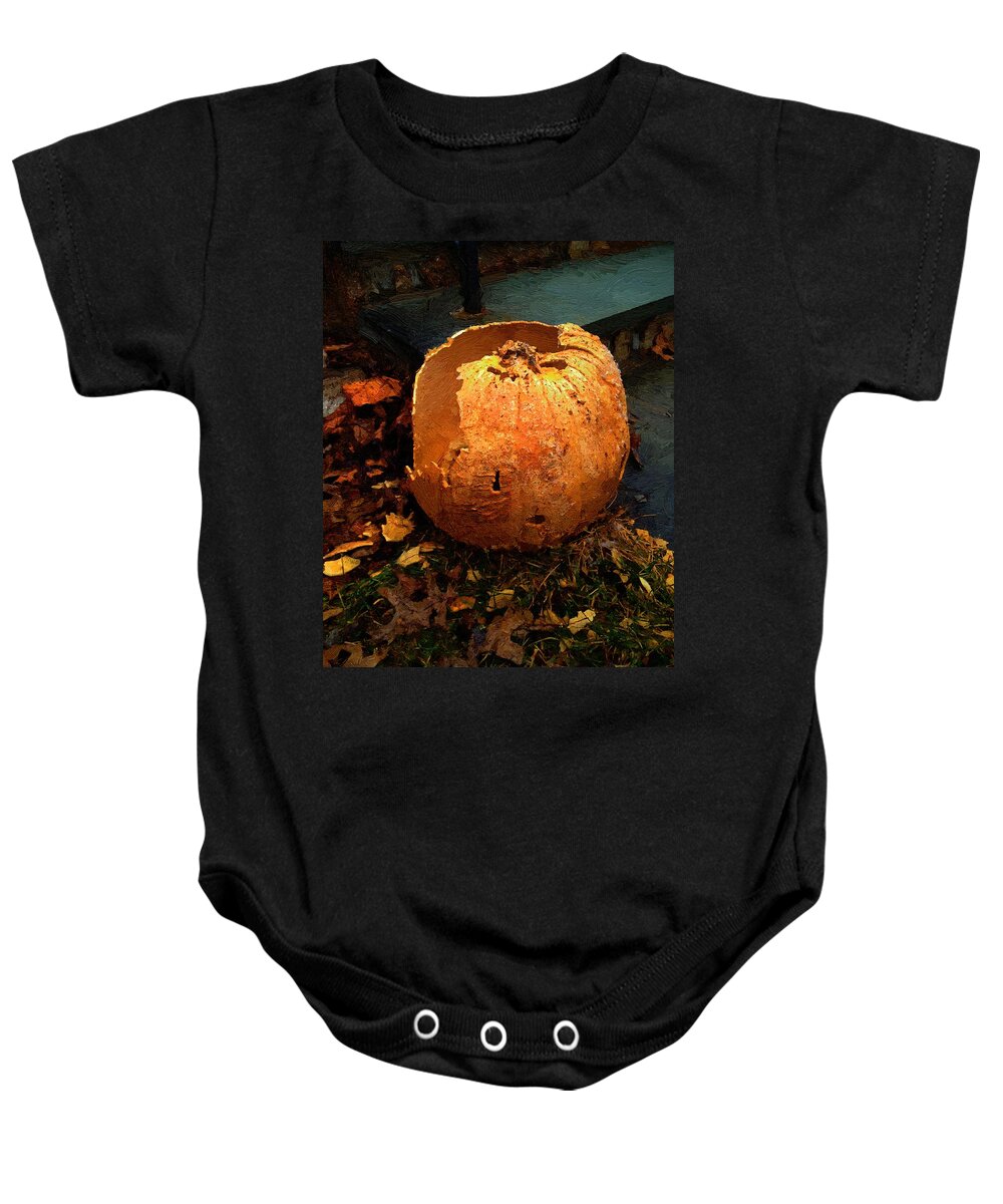 Pumpkin Baby Onesie featuring the painting The Pumpkin Shell by RC DeWinter