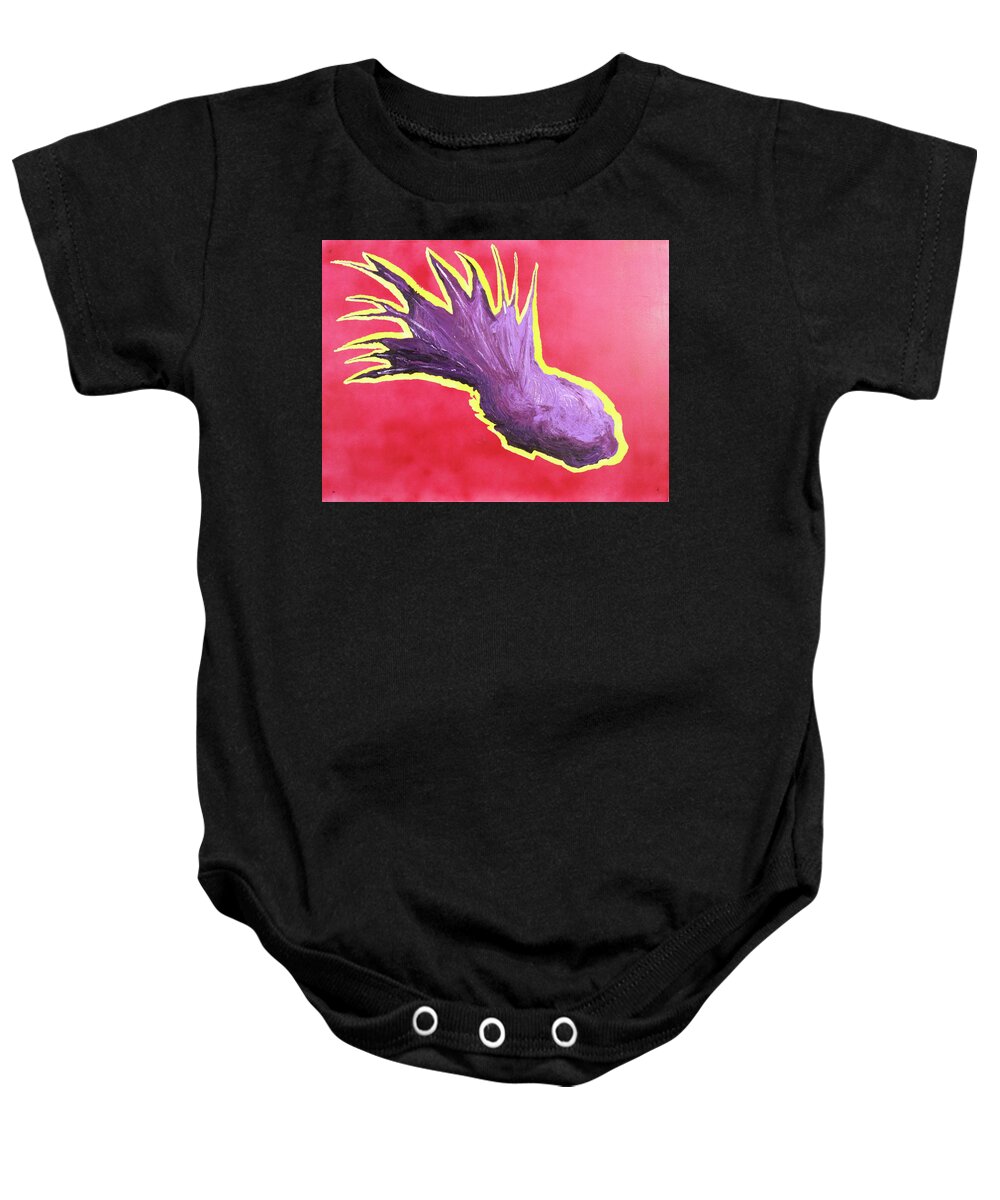 Modern Art Baby Onesie featuring the painting The Purple Monstrosity by Thomas Blood