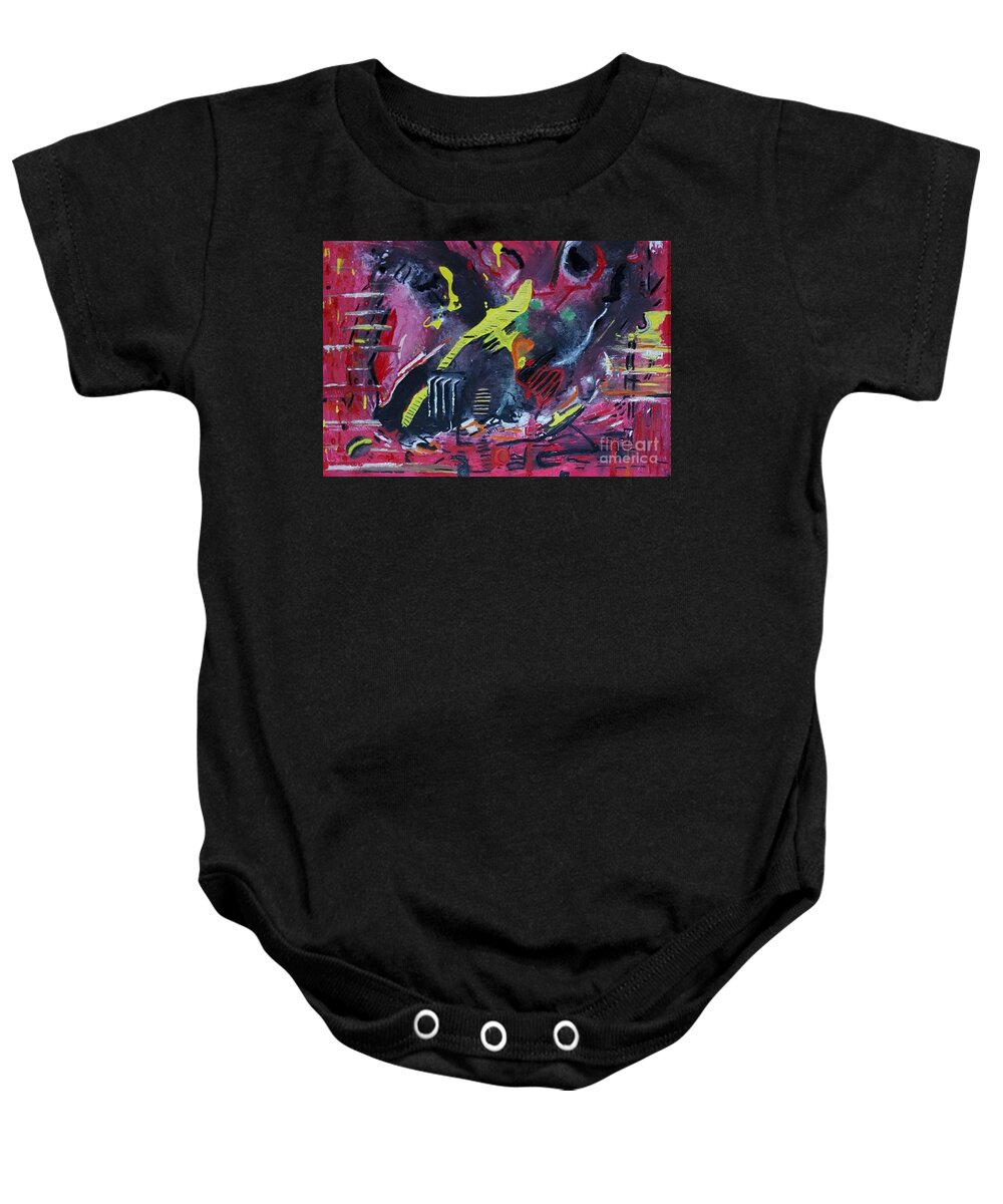Multicolor Abstract Baby Onesie featuring the painting The Rise of the Phoenix by Denise Morgan