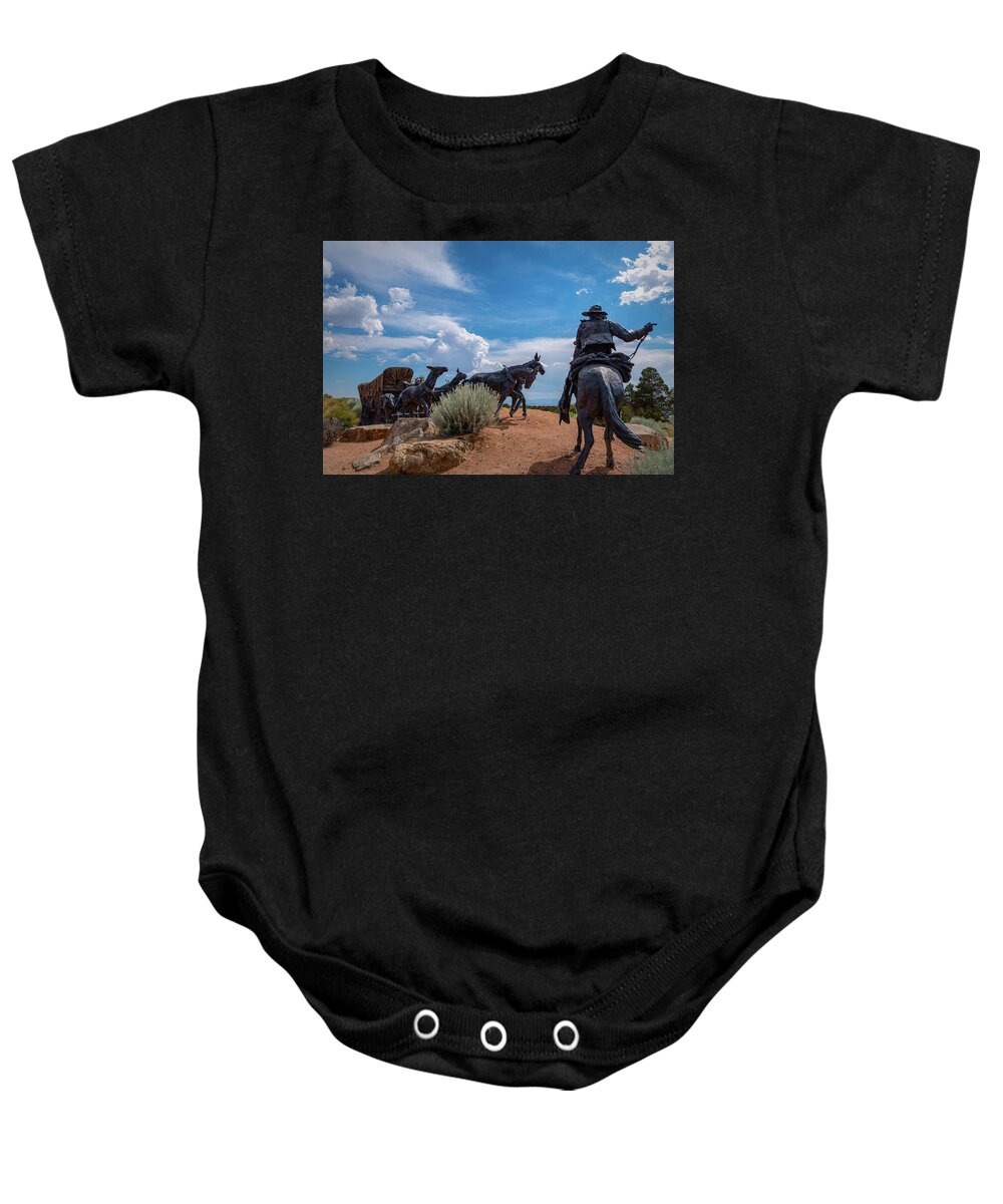 Buckboard Baby Onesie featuring the photograph The Santa Fe Trail by Paul LeSage