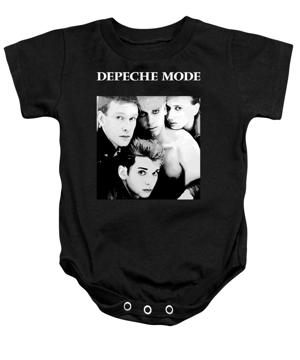Depeche Mode Baby Onesie featuring the digital art The Single 81 85 with text by Luc Lambert