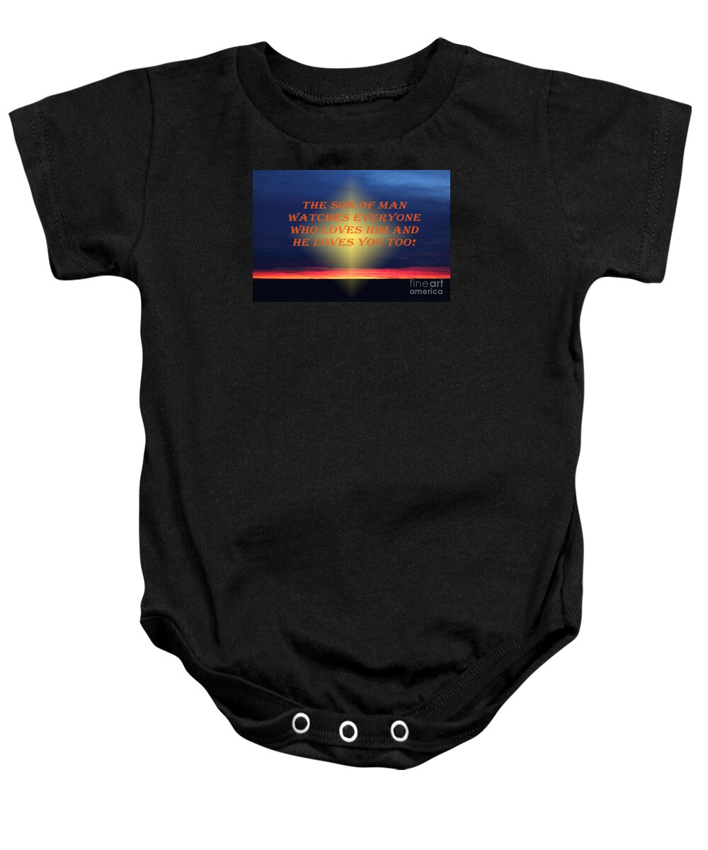 Landscape Baby Onesie featuring the photograph The Son of Man Loves You by Donna L Munro