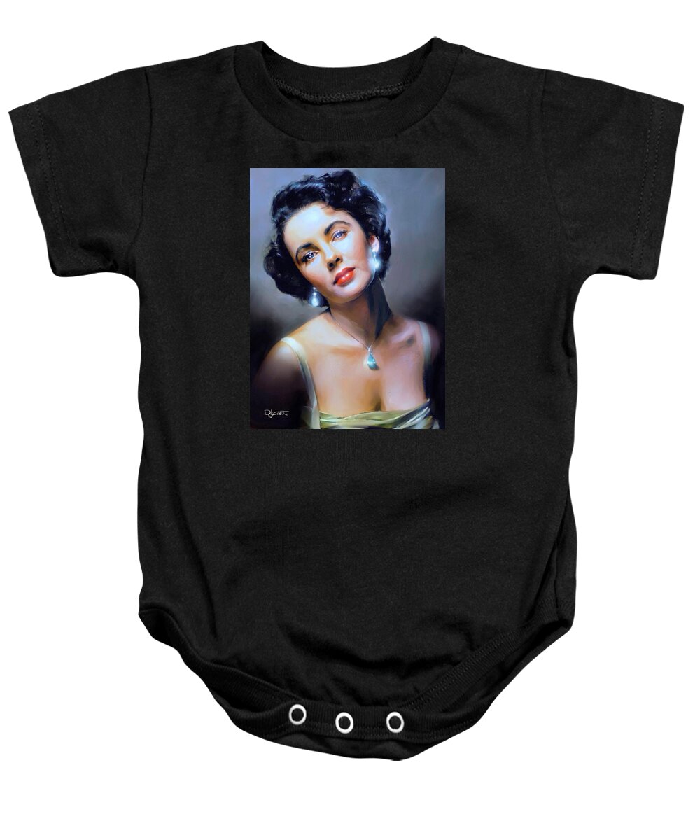 Liz Taylor Baby Onesie featuring the painting The Starlet by David Luebbert
