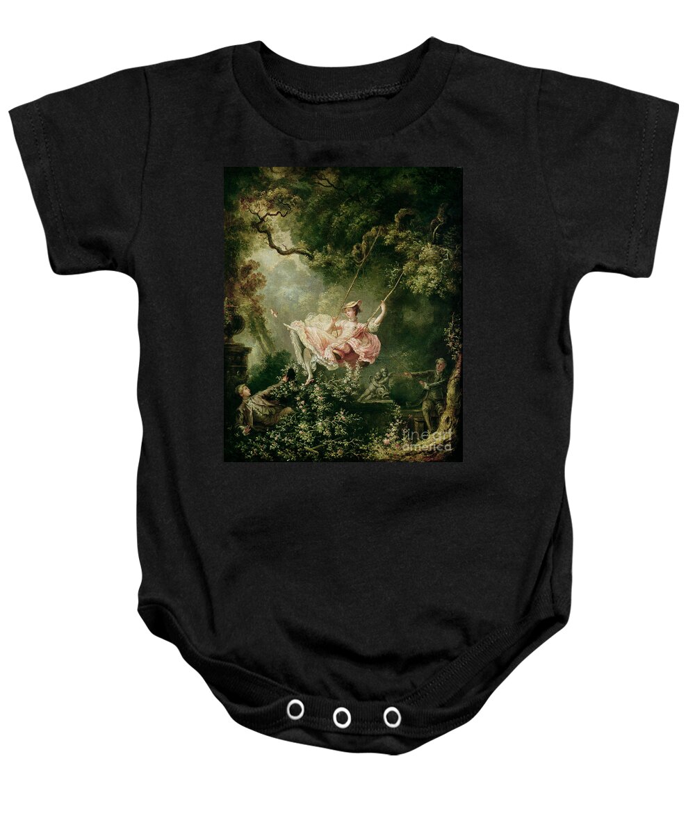 The Baby Onesie featuring the painting The Swing by Jean-Honore Fragonard