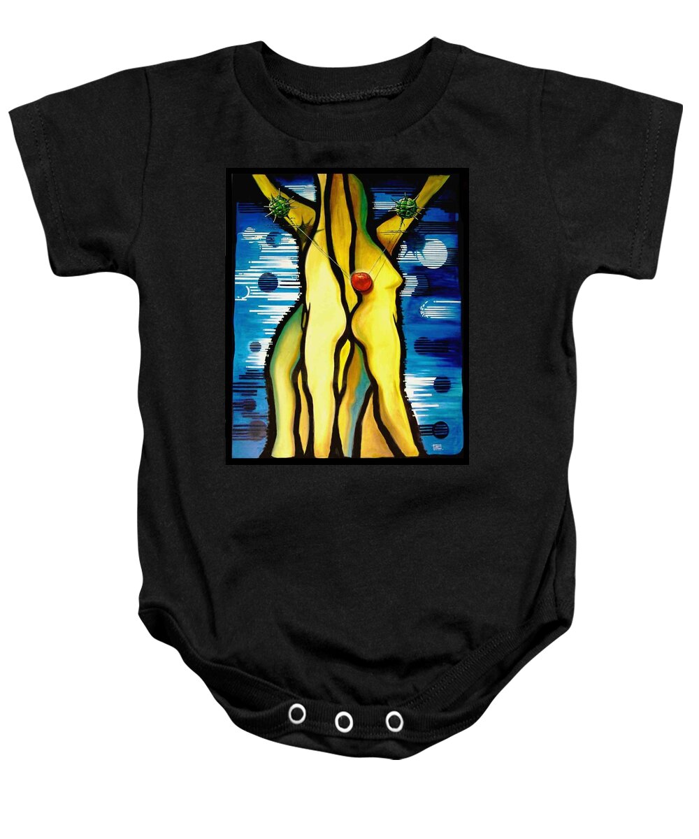 Apple Baby Onesie featuring the painting The Temptation by Roger Calle
