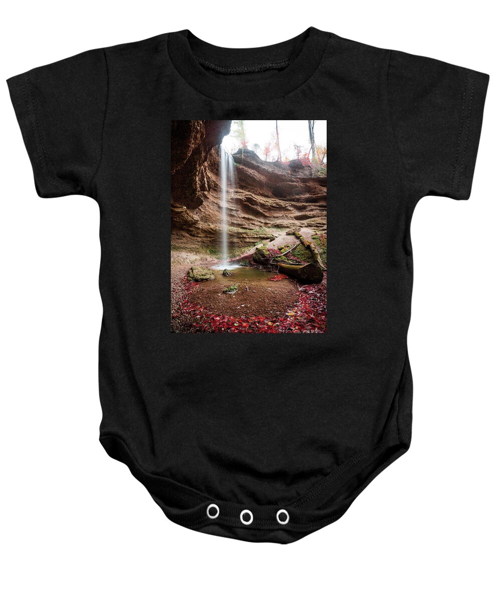 Autumn Baby Onesie featuring the photograph The Tiny Waterfall by Hannes Cmarits