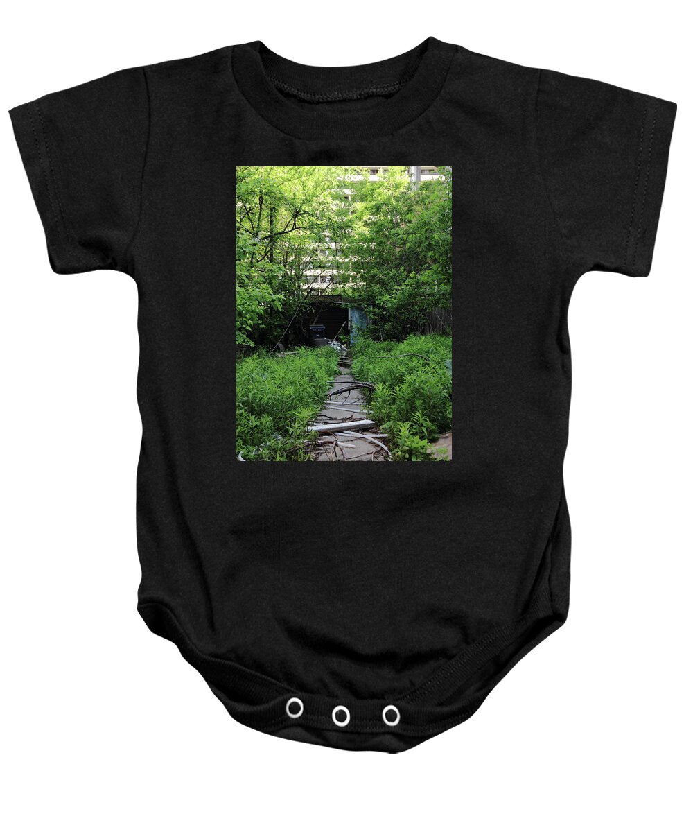 Creepy Baby Onesie featuring the photograph The Tool Shed by Kreddible Trout