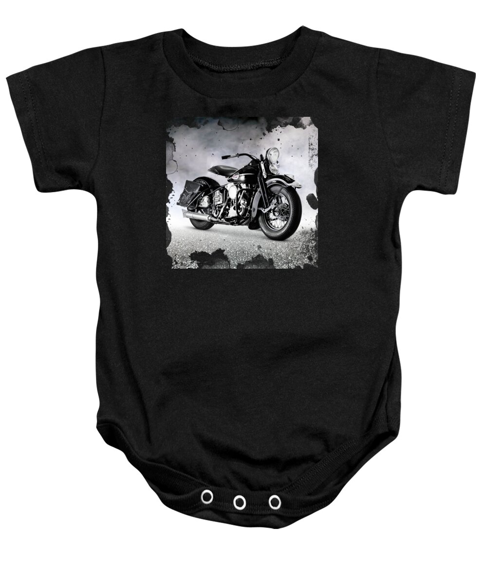 Knucklehead Baby Onesie featuring the photograph The Vintage Knucklehead by Mark Rogan