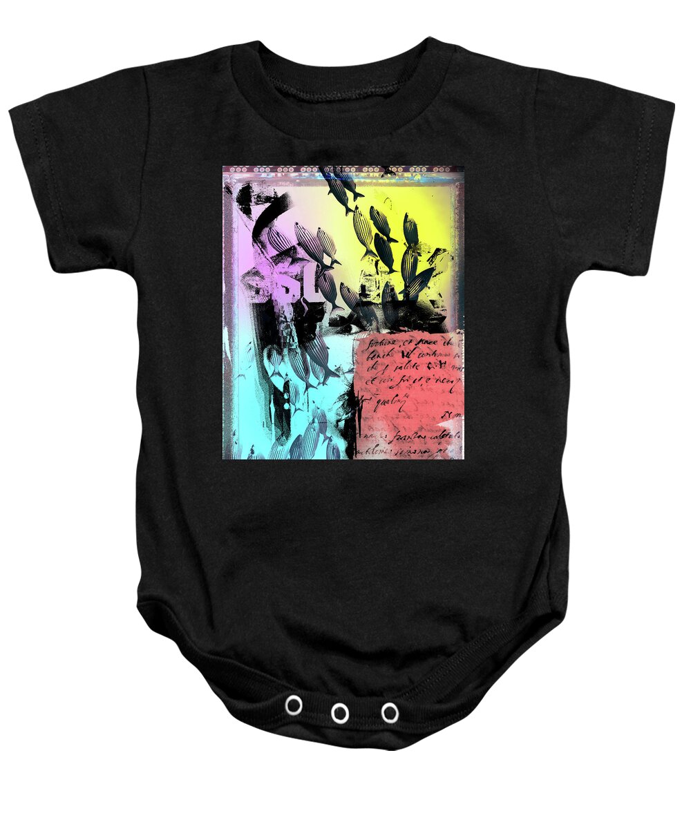 Woman Baby Onesie featuring the photograph The woman and the fishes by Gabi Hampe