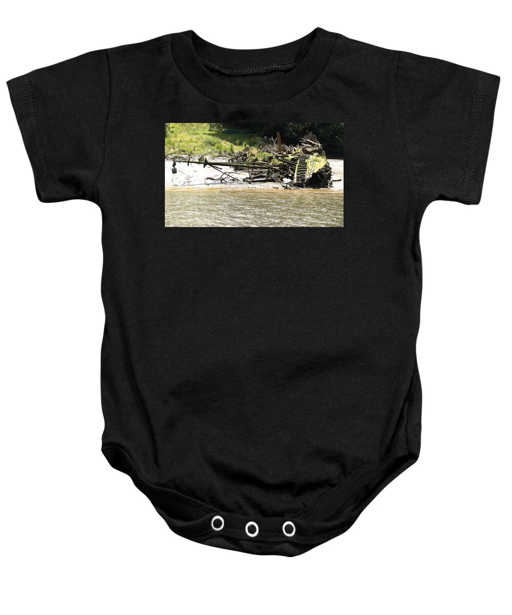 Nostalgia Baby Onesie featuring the photograph The Wreck by Richard Denyer