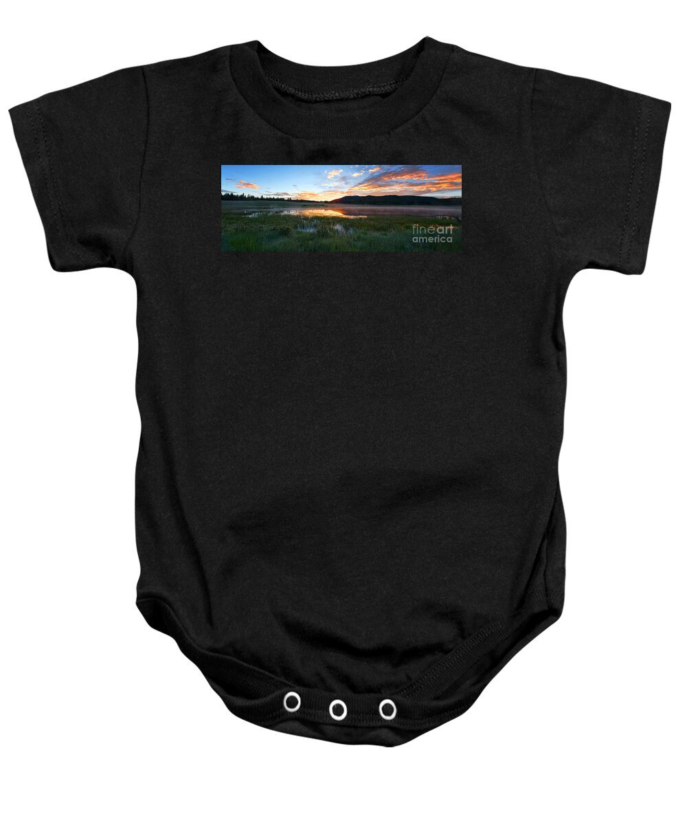 Mountain Sunrise Baby Onesie featuring the photograph There's a Song in the Air by Jim Garrison