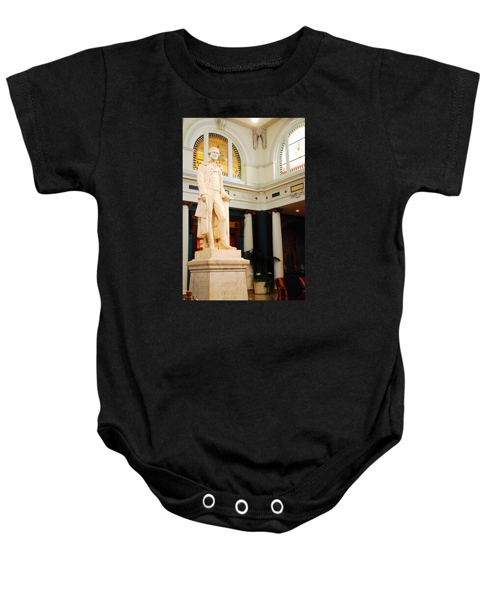 Thomas Baby Onesie featuring the photograph Thomas Jefferson at the Jefferson Hotel by James Kirkikis