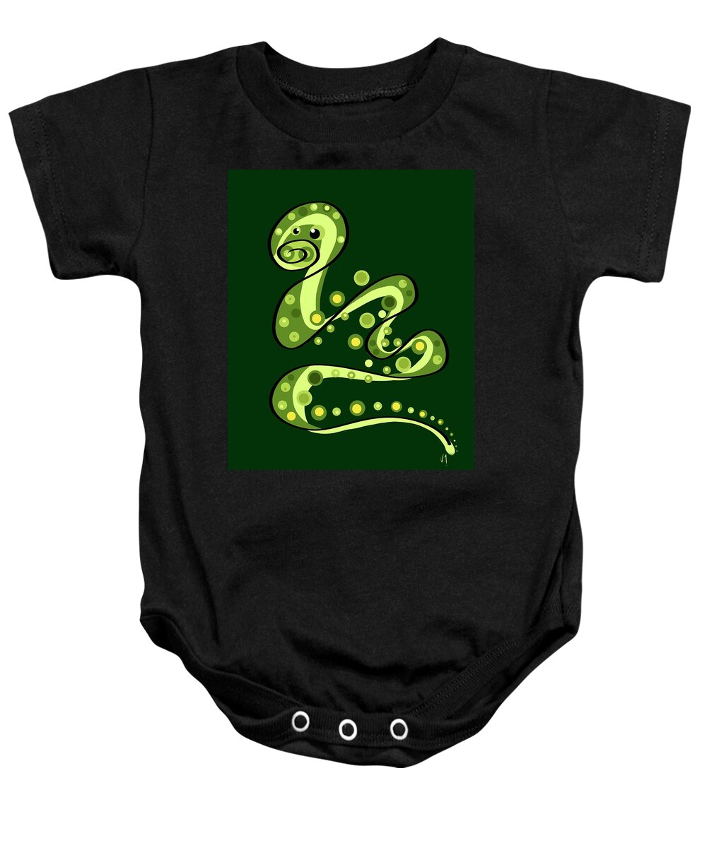 Snake Baby Onesie featuring the painting Thoughts and colors series snake by Veronica Minozzi