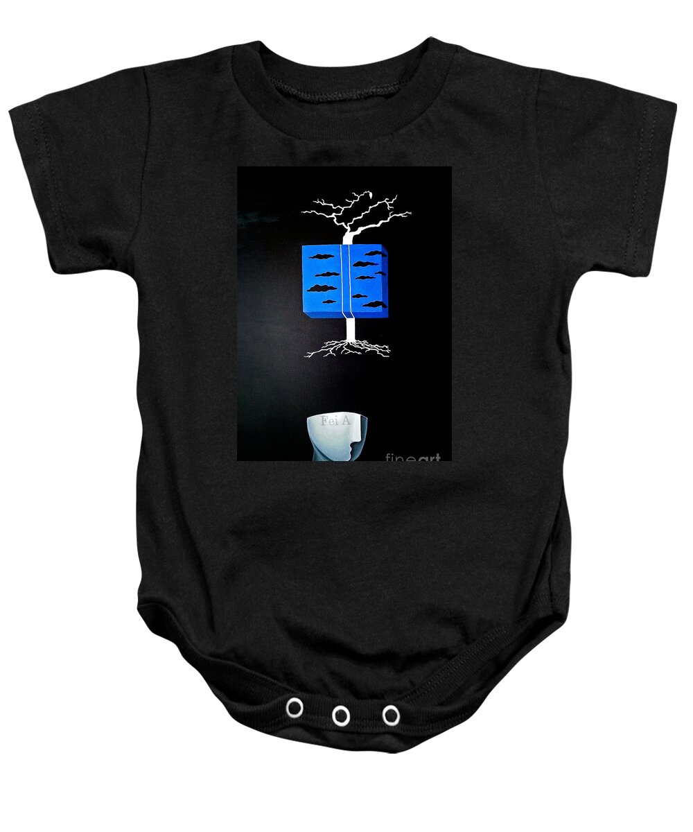 Google Images Baby Onesie featuring the painting Thought Block by Fei A