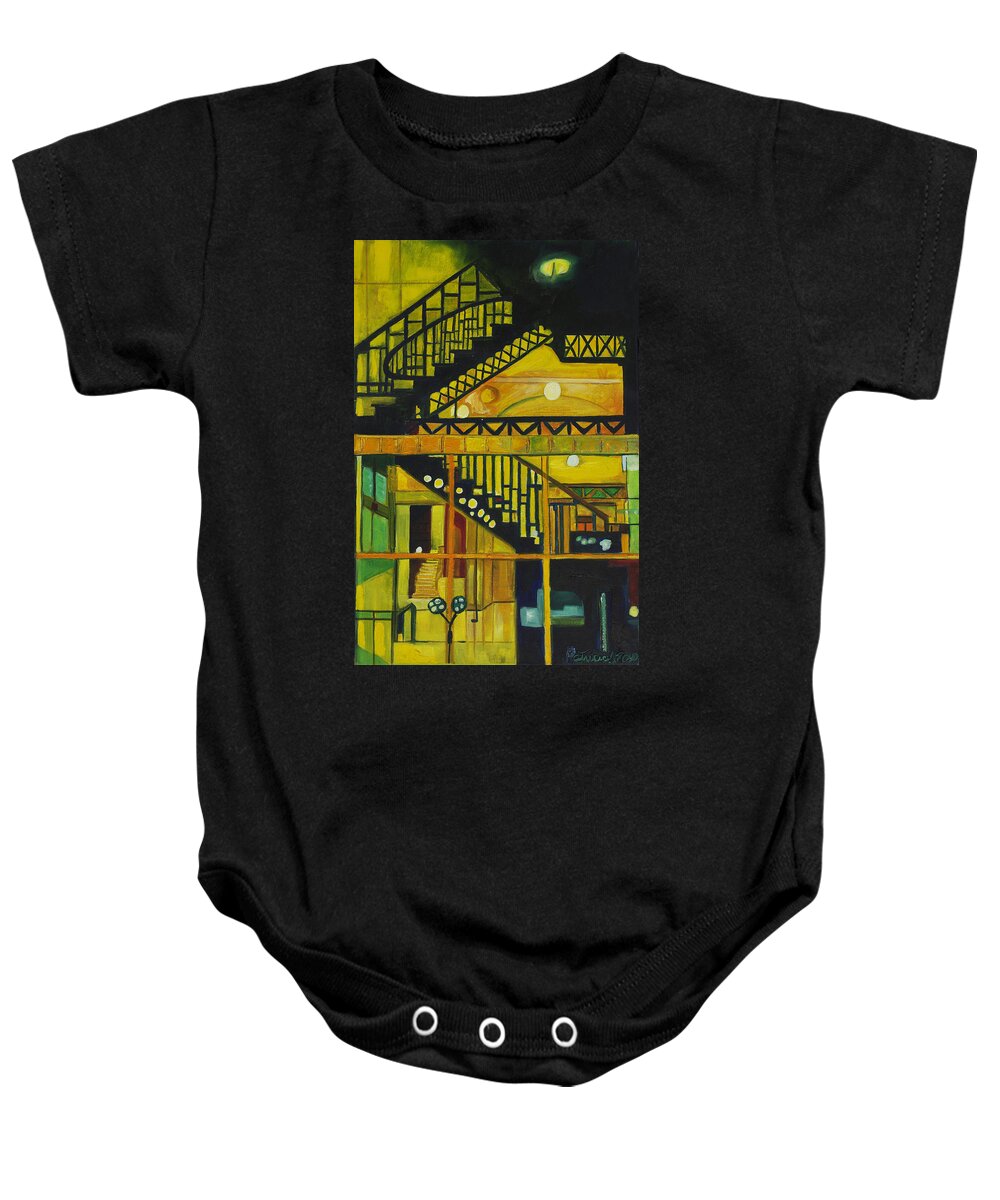 Abstract Baby Onesie featuring the painting Through Parisian Glass by Patricia Arroyo
