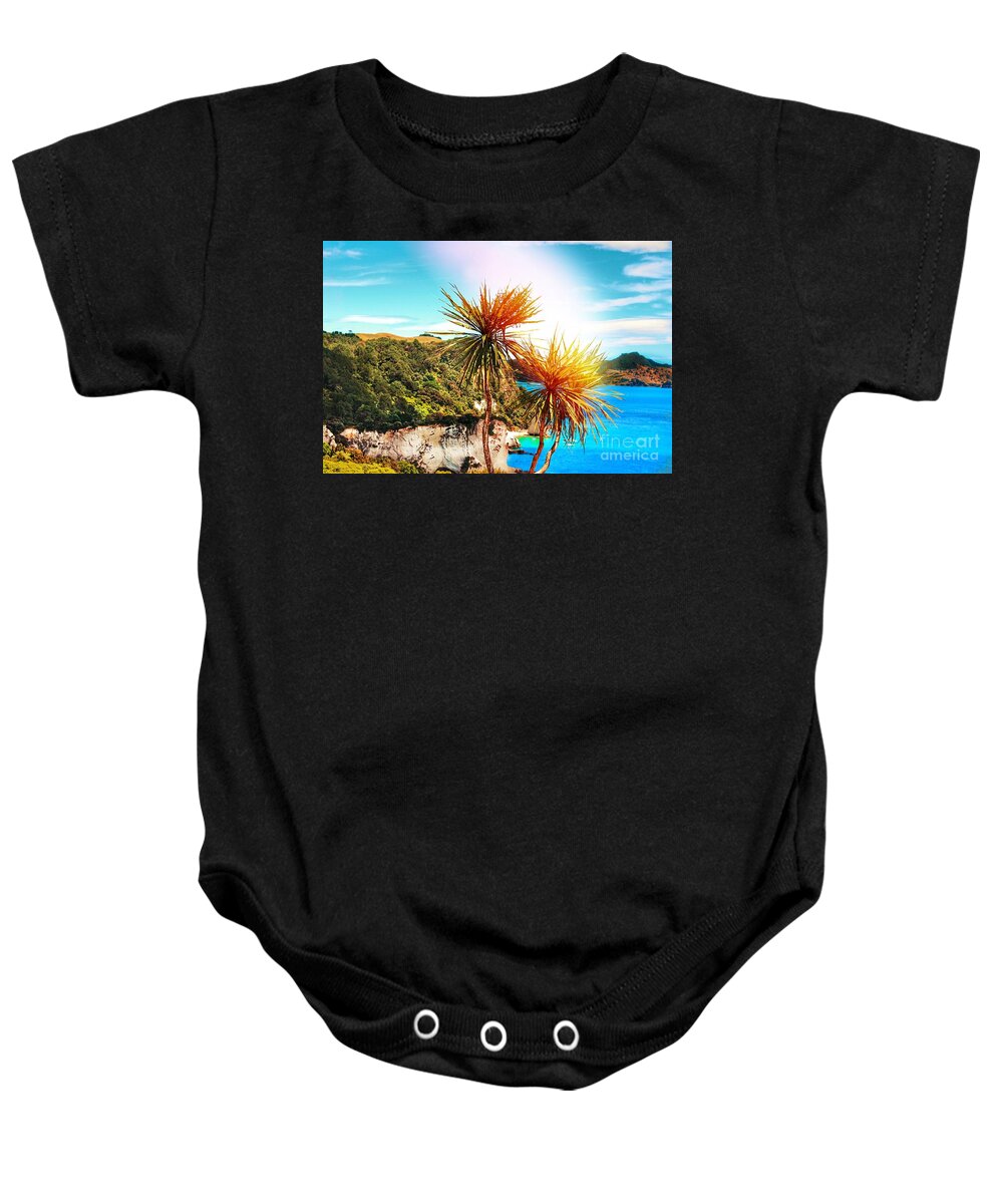 Cabbage Tree Baby Onesie featuring the photograph Ti Kouka by HELGE Art Gallery