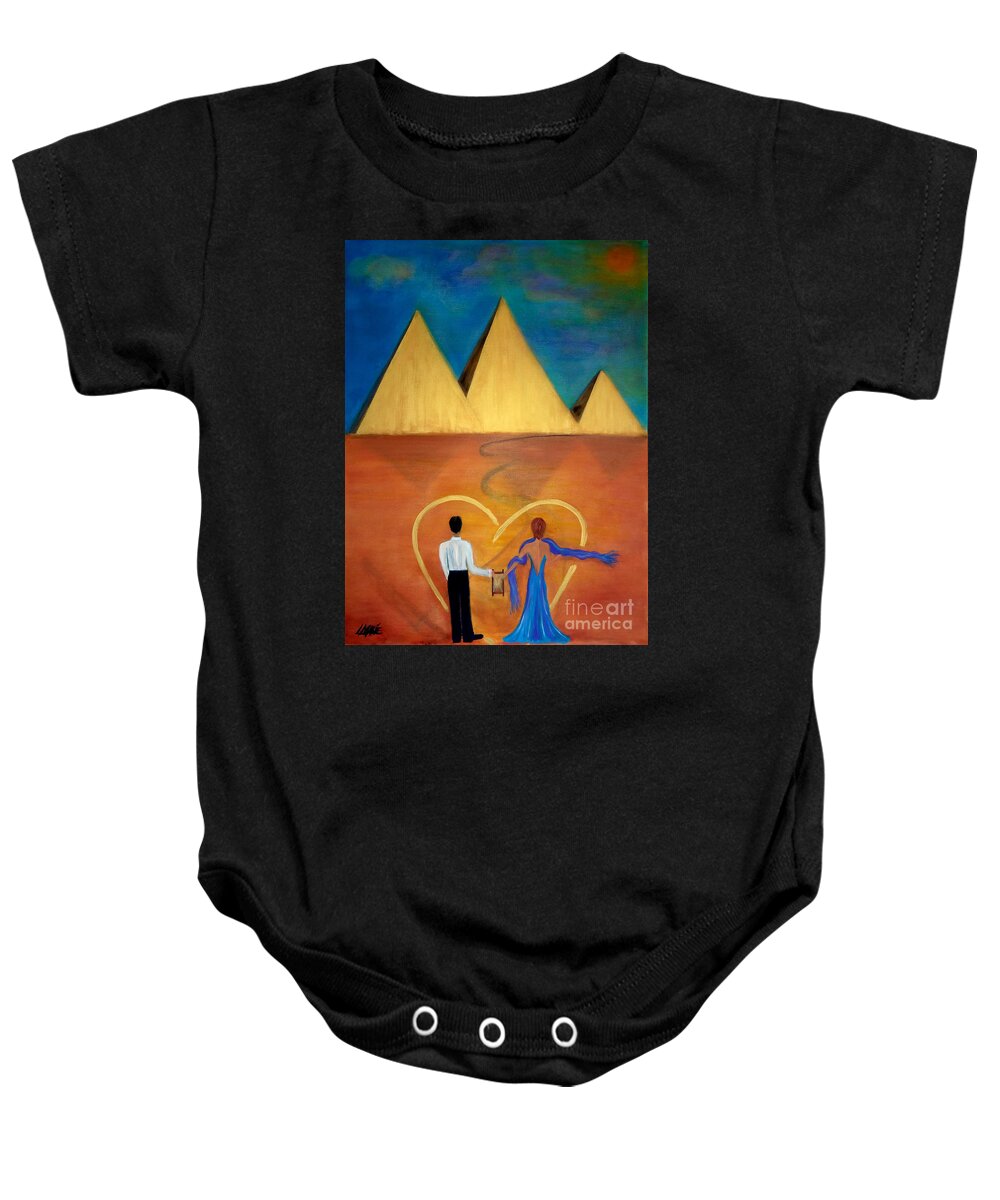 Cairo Baby Onesie featuring the painting Time In Cairo by Artist Linda Marie