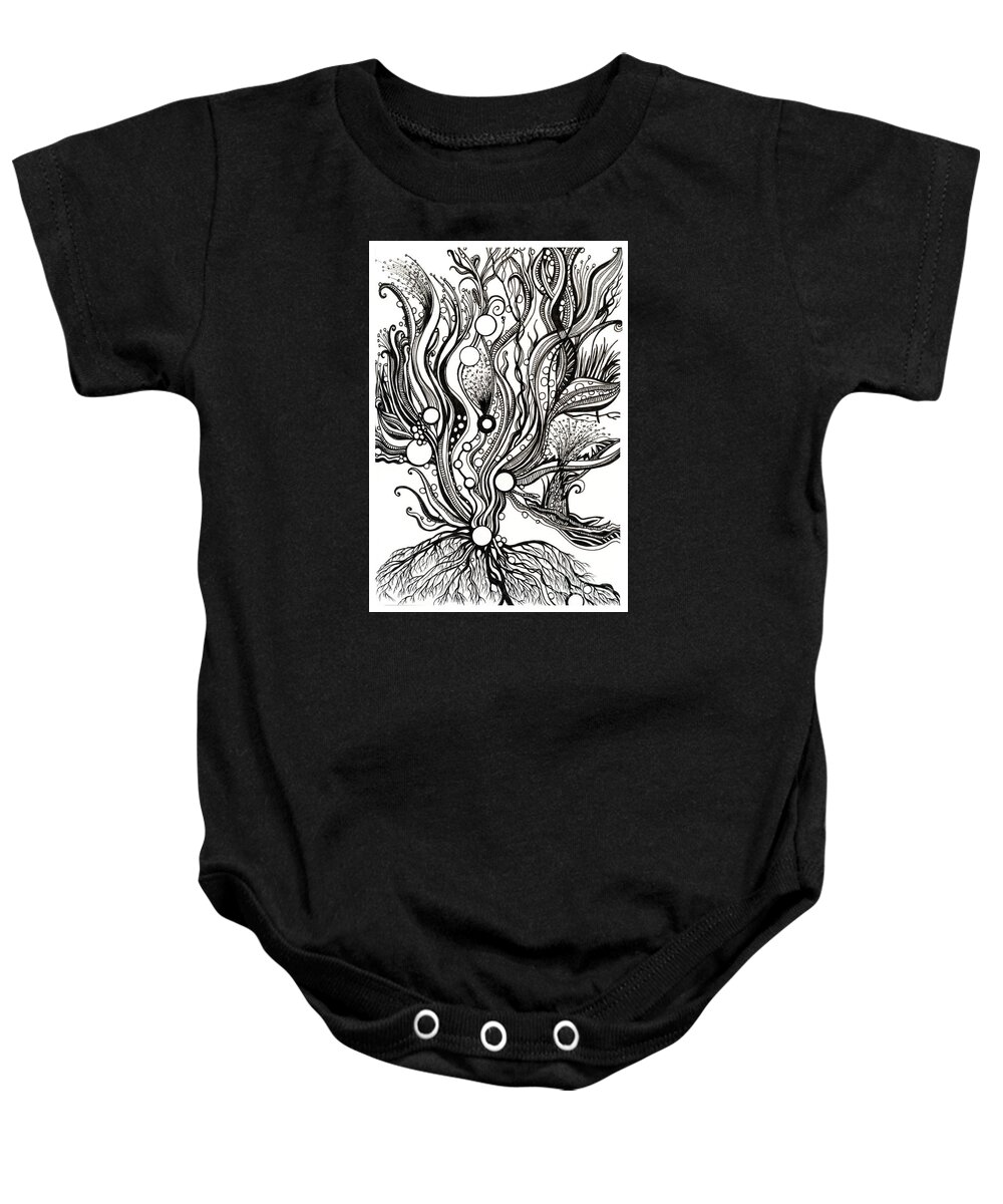 Black Baby Onesie featuring the drawing Tiny Bubbles by Danielle Scott
