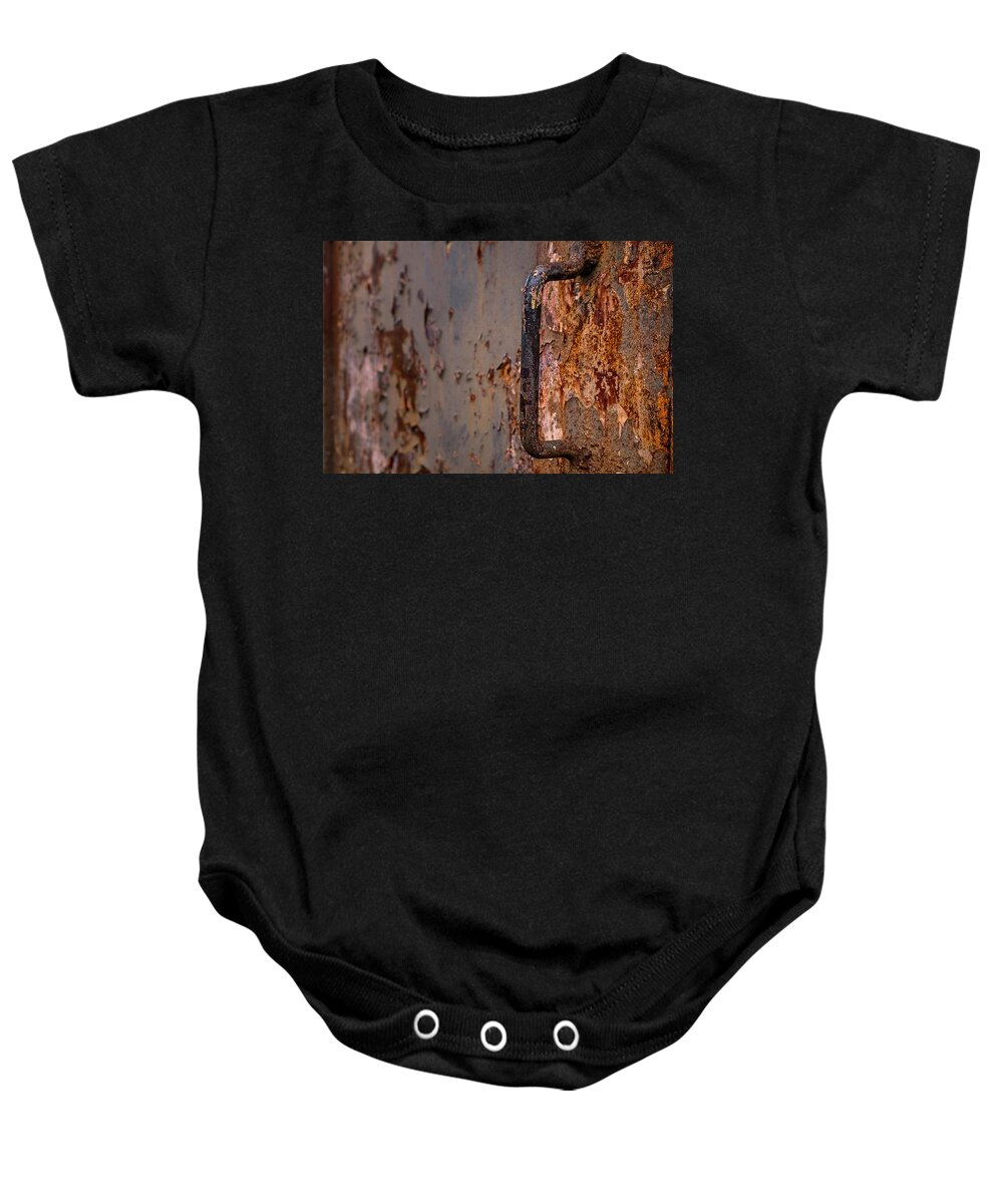 Adult Baby Onesie featuring the photograph TN State Penitentiary Yard Gate by Brett Engle