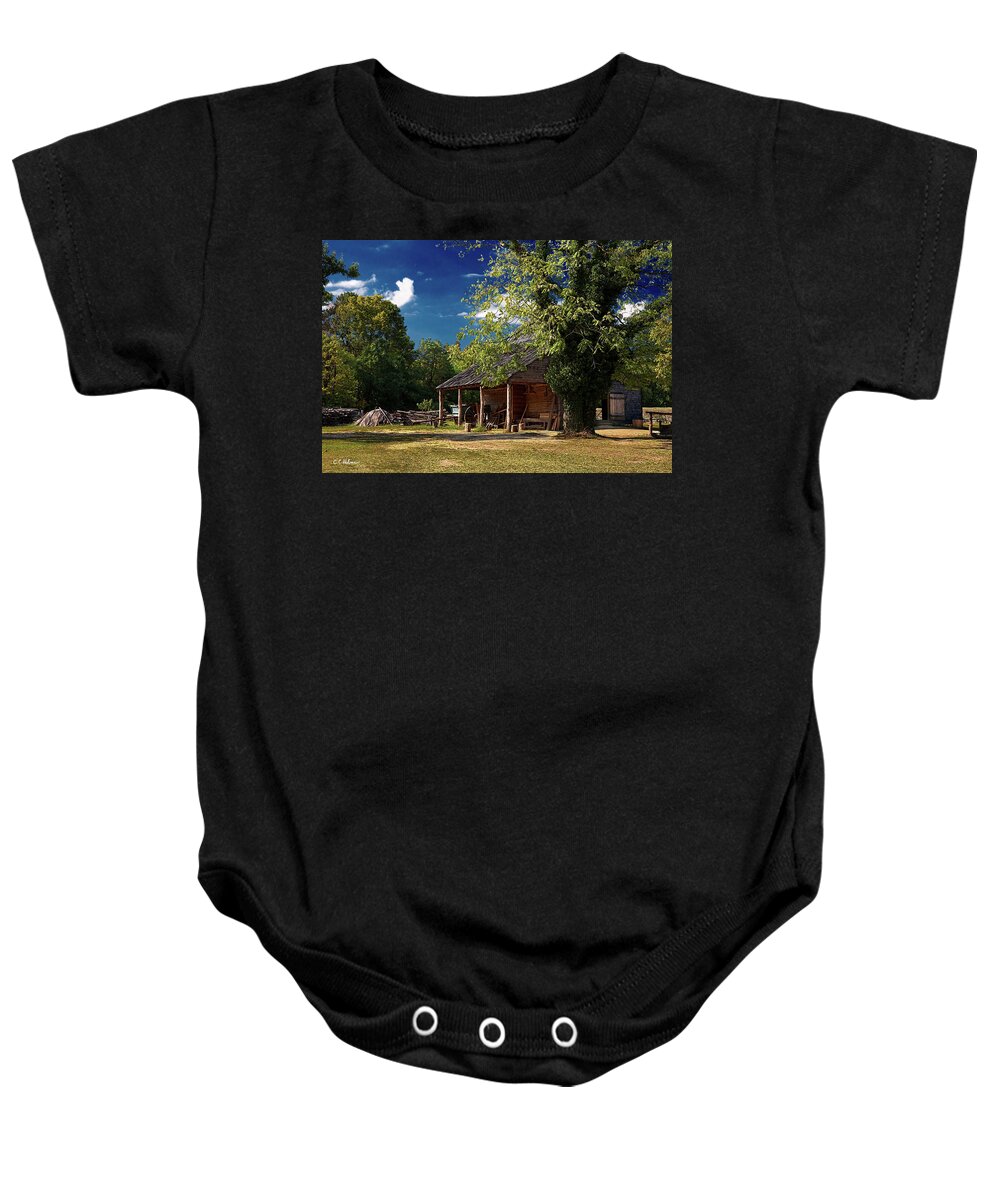 Barn Baby Onesie featuring the photograph Tobacco Barn by Christopher Holmes