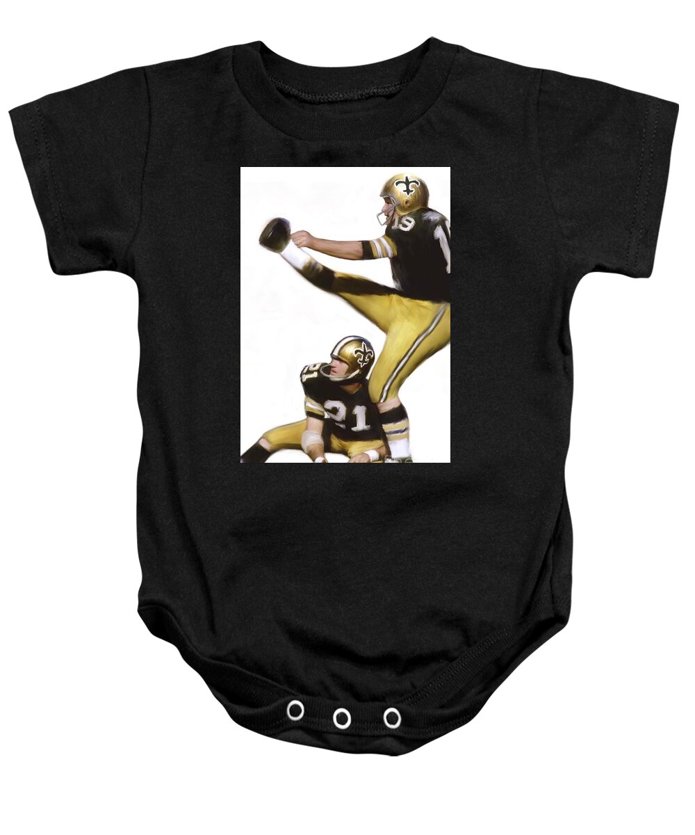 Saints Baby Onesie featuring the painting Tom Dempsey by Jack Bunds