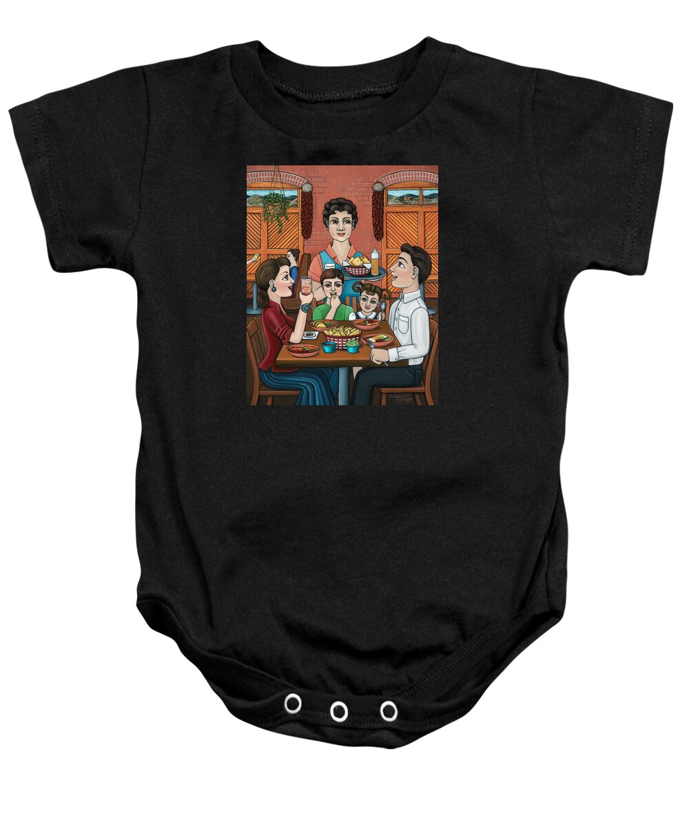 Tomasitas Baby Onesie featuring the painting Tomasitas Restaurant by Victoria De Almeida