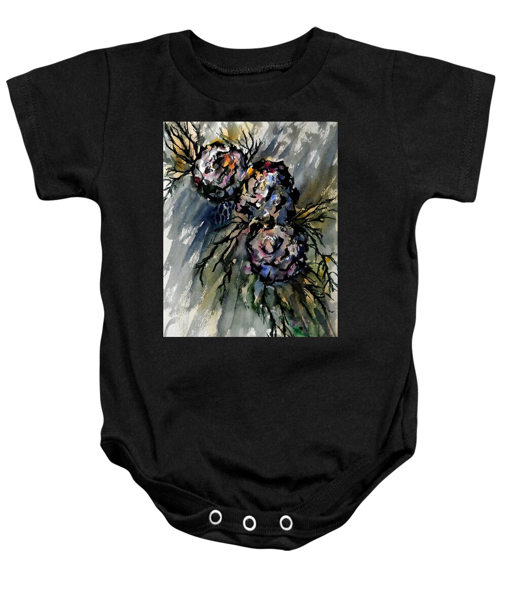 Watercolor Baby Onesie featuring the painting Tortured Roses by Carol Crisafi