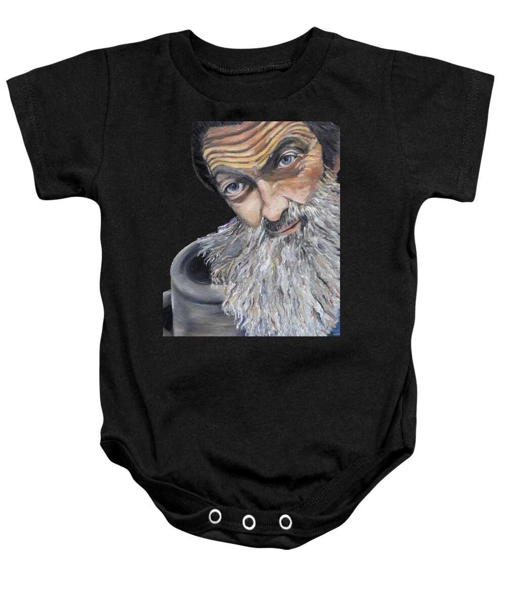 T-shirts Baby Onesie featuring the painting Popcorn Sutton Shines with Transparent Background -for T-shirts and other fabric items- Moonshine by Jan Dappen