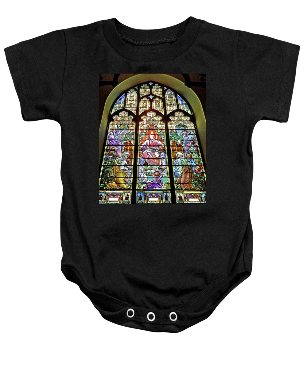 Trinity Church Baby Onesie featuring the photograph Trinity Church Galveston by Wilhelm Hufnagl