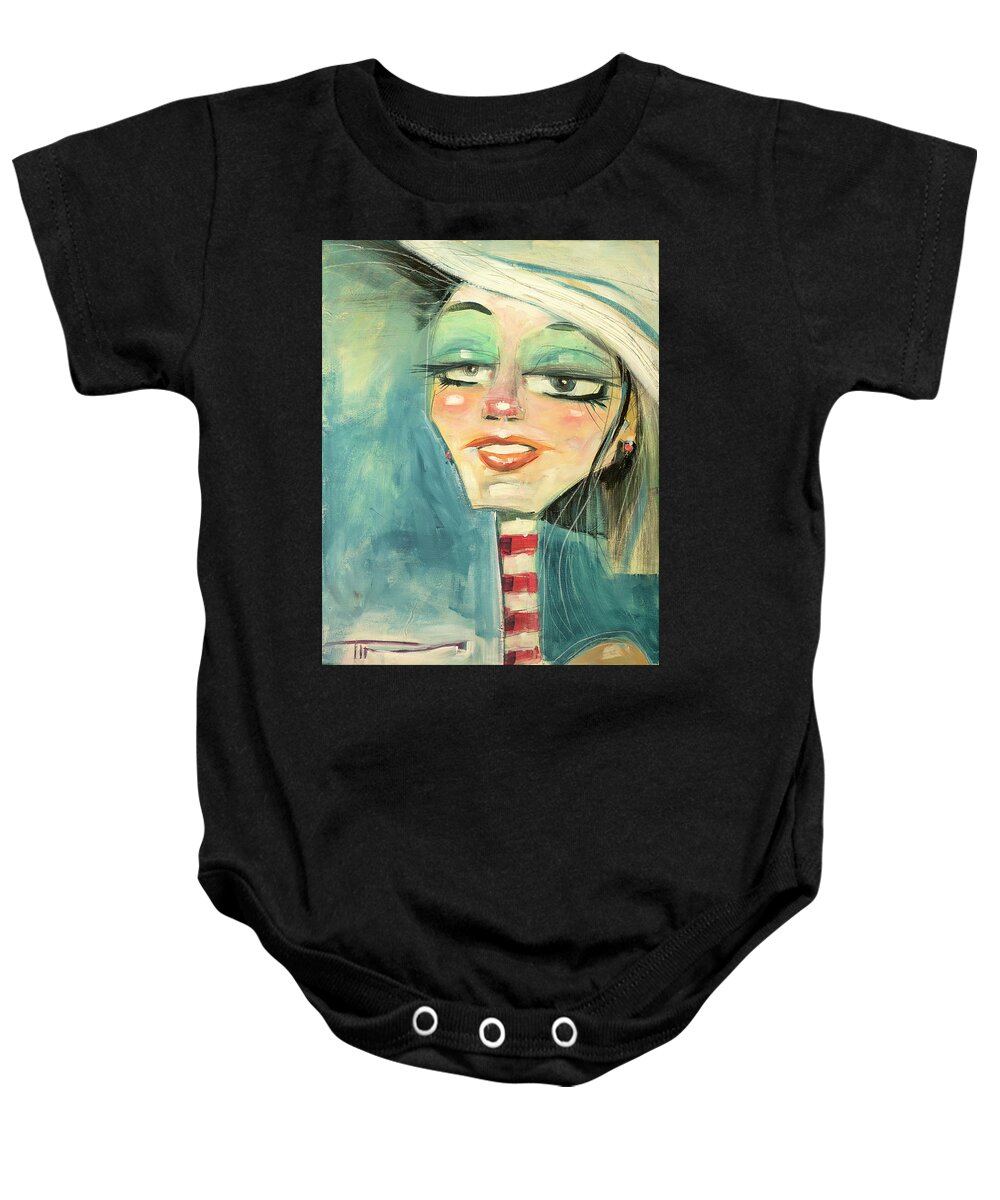 Woman Baby Onesie featuring the painting Trixie by Tim Nyberg