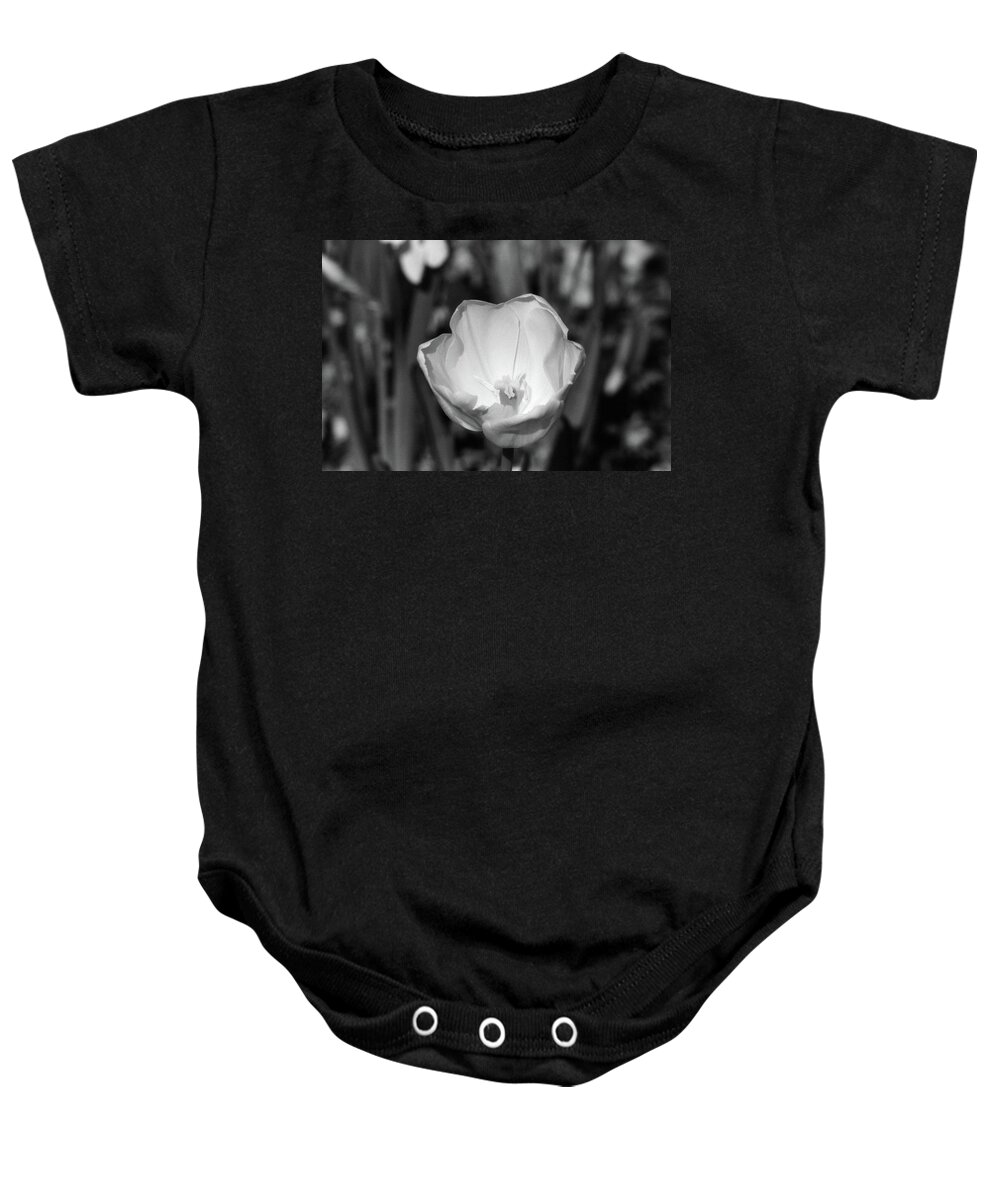 Tulip Baby Onesie featuring the photograph Tulips - Beauty In Bloom - BW Infrared SFX 05 by Pamela Critchlow