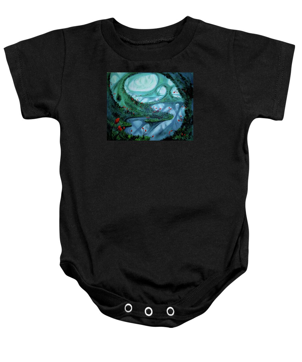 Abstract Baby Onesie featuring the painting Tunnel of Dreams by Leizel Grant