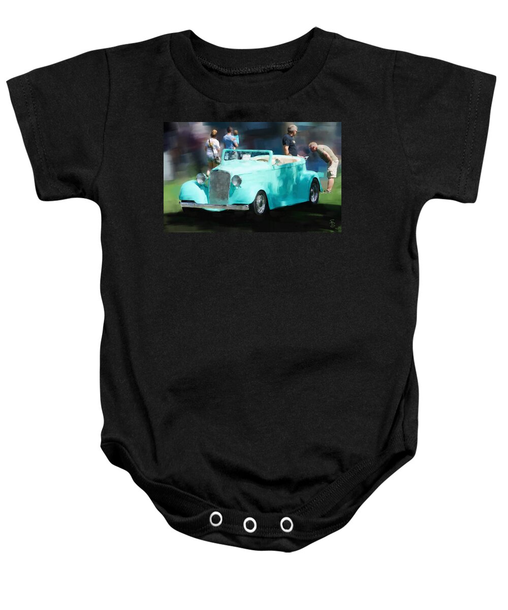 Antique Baby Onesie featuring the digital art Turquoise in the sun by Debra Baldwin