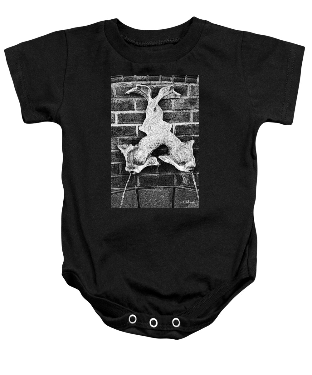 Fish Baby Onesie featuring the photograph Twisted Fish - BW by Christopher Holmes