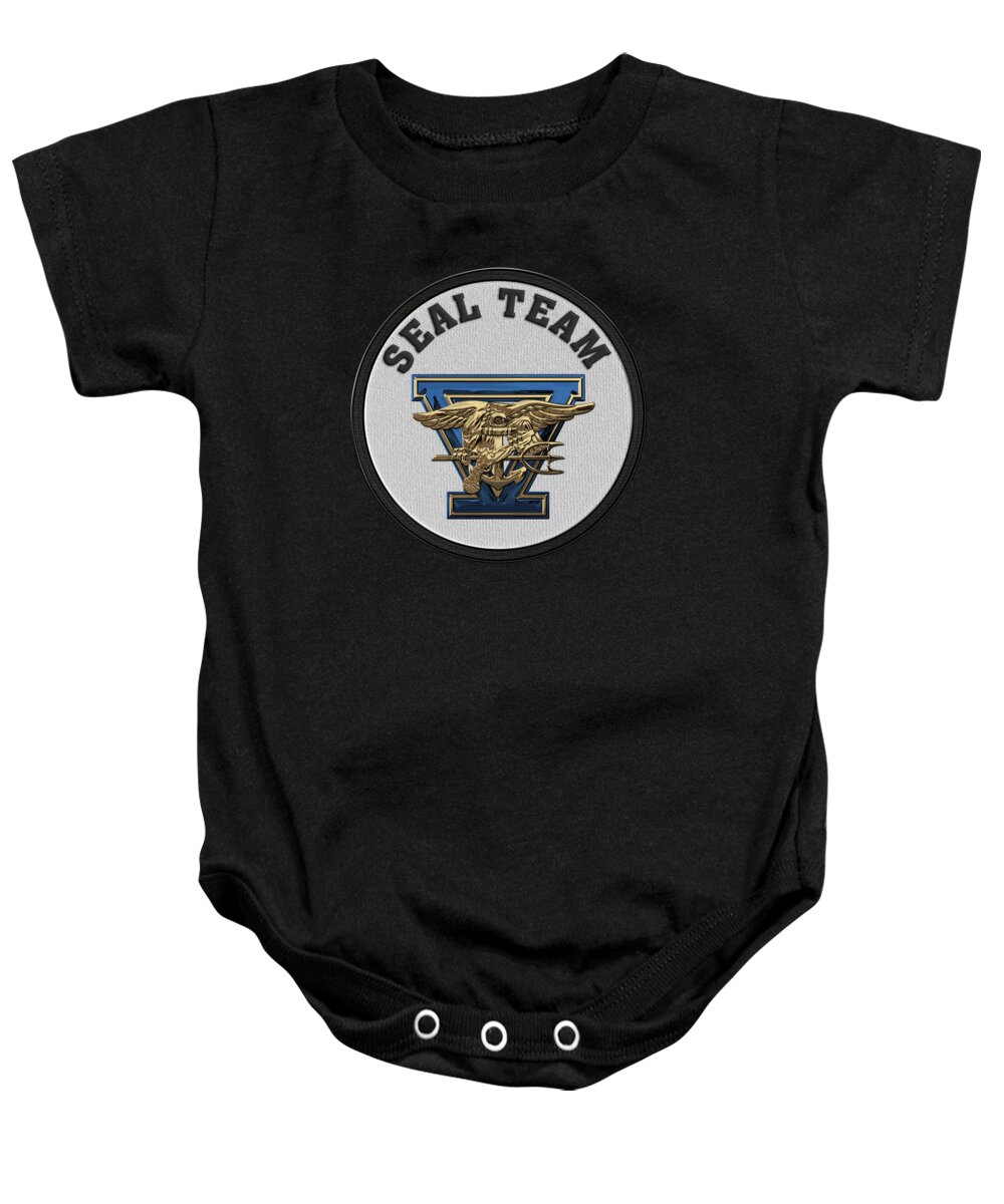 'military Insignia & Heraldry - Nswc' Collection By Serge Averbukh Baby Onesie featuring the digital art U. S. Navy S E A Ls - S E A L Team Five - S T 5 Patch over Black Velvet by Serge Averbukh