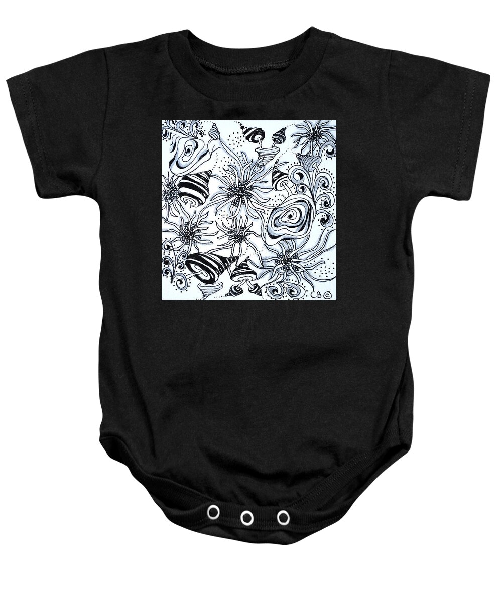 Caregiver Baby Onesie featuring the drawing Under The Sea by Carole Brecht