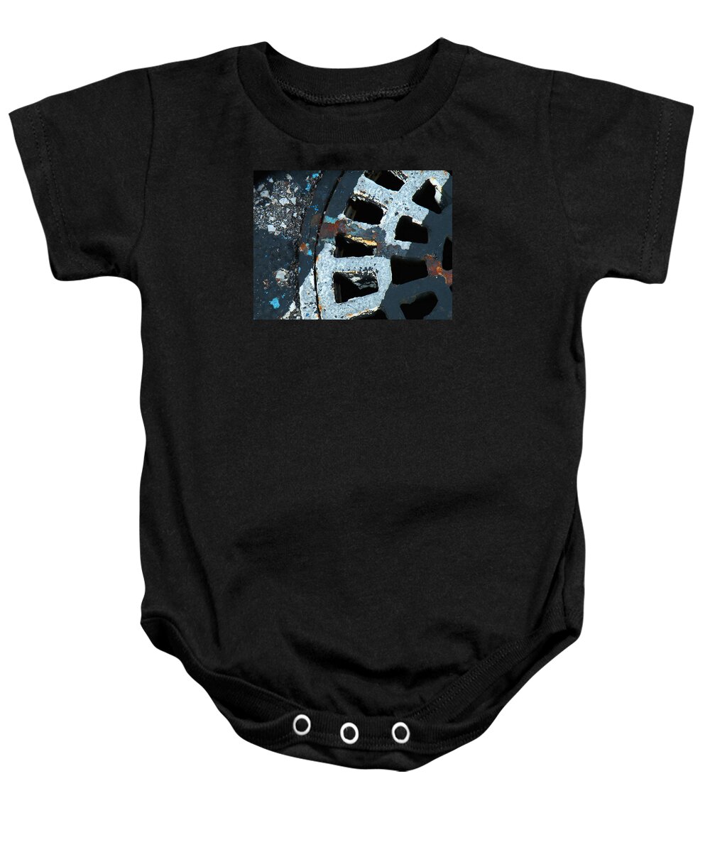 Storm Drain Baby Onesie featuring the photograph Unexpected Beauty by Janis Kirstein